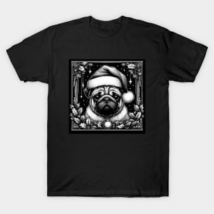 Gothic Christmas Pug with Holly T-Shirt